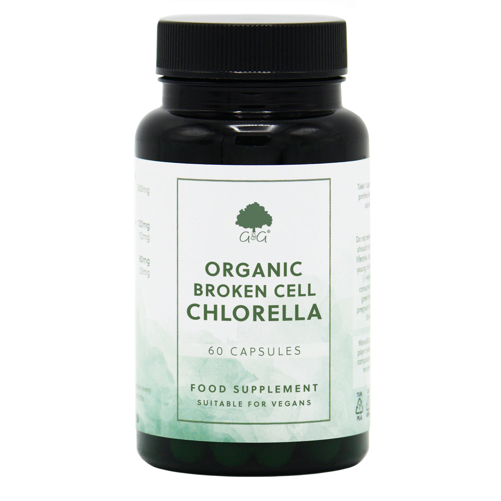 Bottle of Organic Broken Cell Chlorella 60 Capsules
