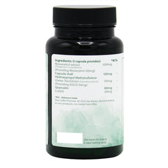 Ingredients label for Resveratrol Complex 60 Capsules