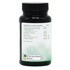 Ingredients label for SOD Plus (Superoxide Dismutase) 60 Capsules