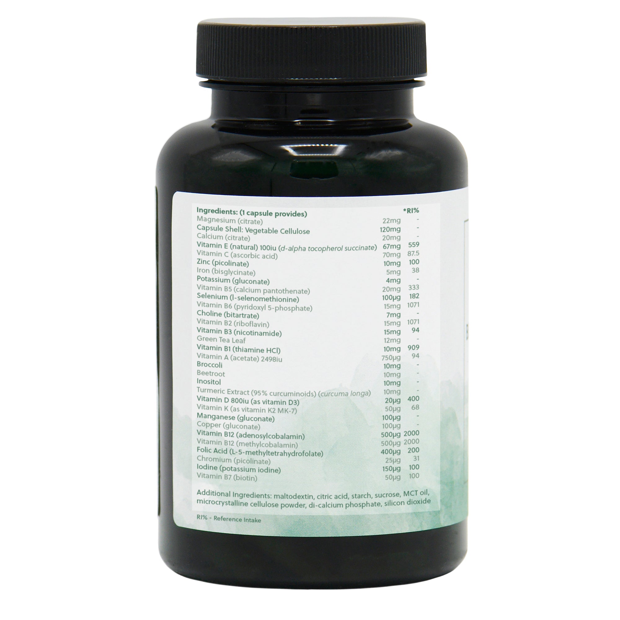 Ingredients label for Vegan Multi 90 Capsules