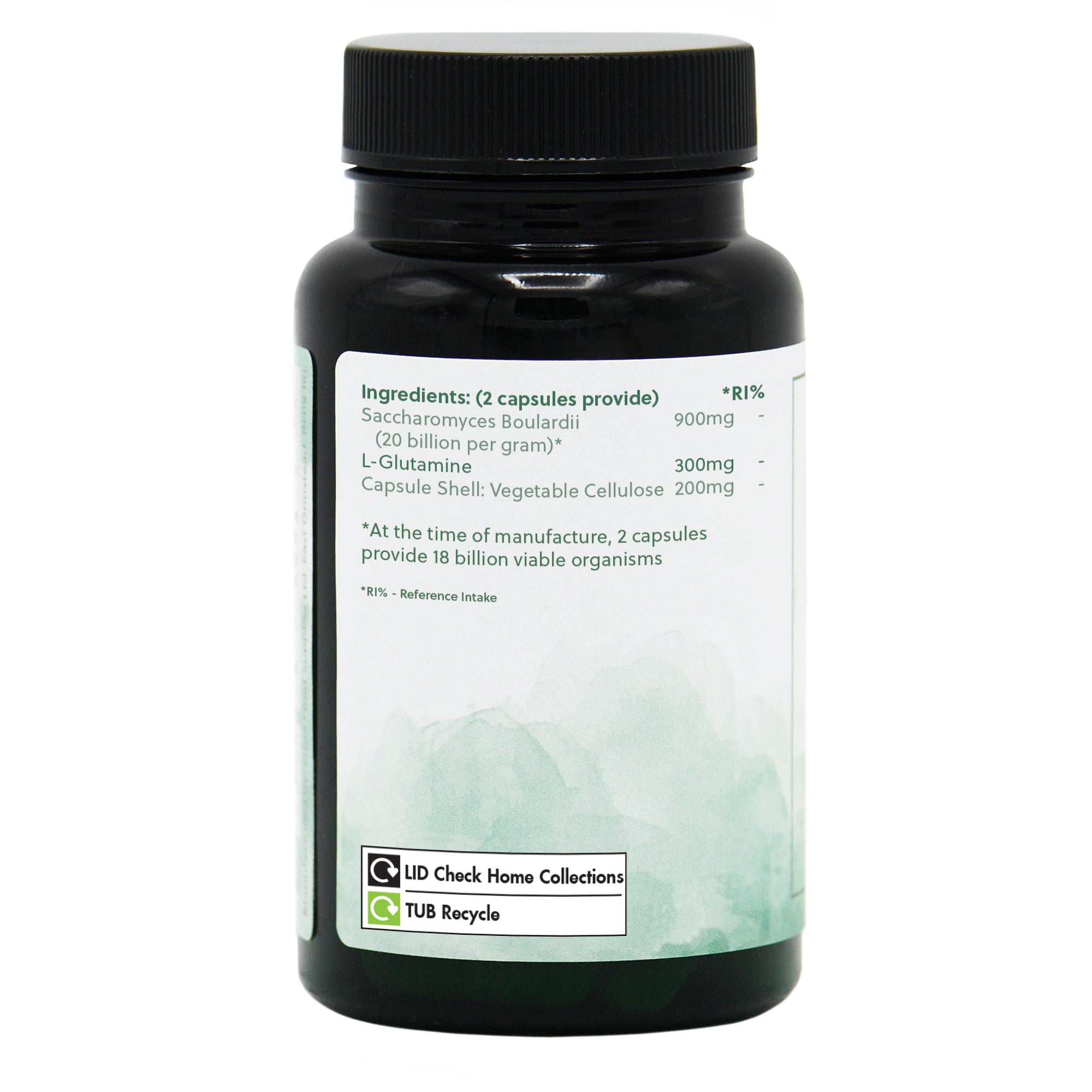 Ingredients label for Saccharomyces Boulardii (with L-Glutamine) 60 Capsules
