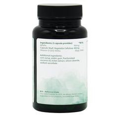 Ingredients label for Vitamin D3 1000iu (from micro-algae) 120 Capsules