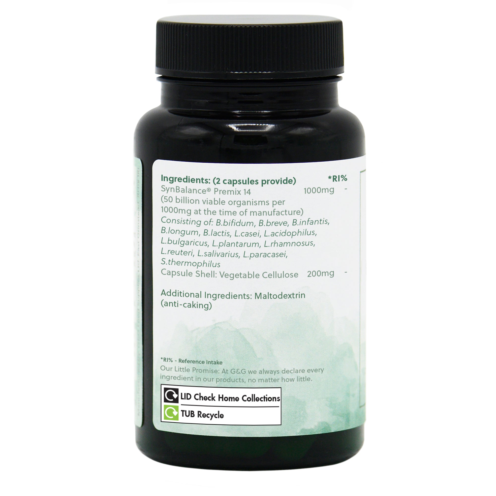 Ingredients label for Advanced Pro-VeFlora (50 Billion) 60 Capsules