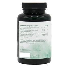 Ingredients label for Boswellia & Turmeric 90 Capsules