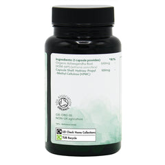 Ingredients label for Organic Ashwaghanda 60 Capsules