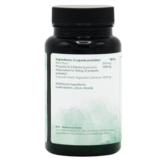 Ingredients label for Propolis 750mg (5:1 Extract) 60 Capsules