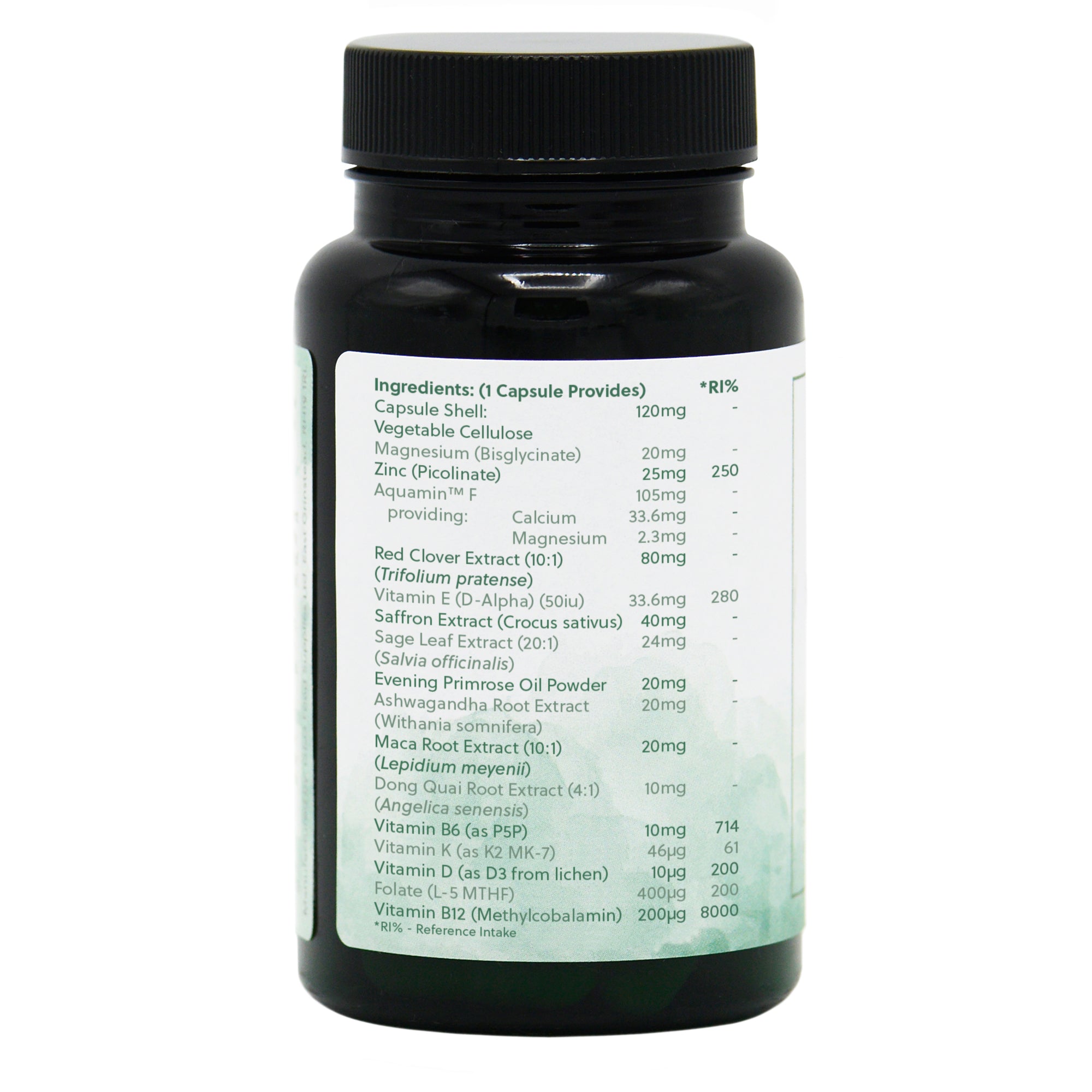 Ingredients label for Meno-Time (New Formula - was GA507) 90 Capsules