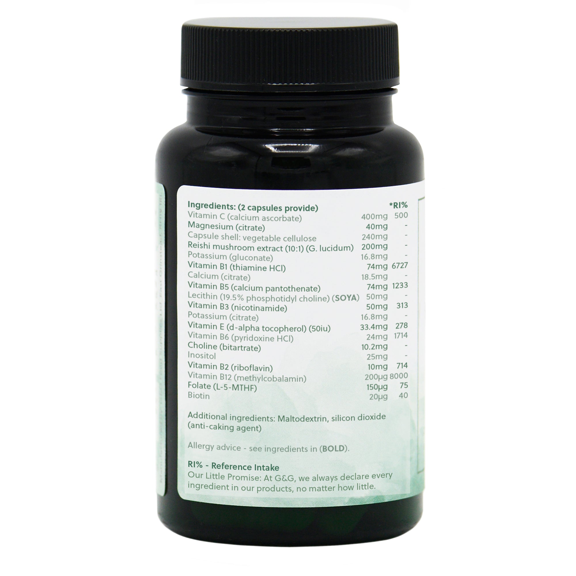 Ingredients label for Unwind 60 Capsules
