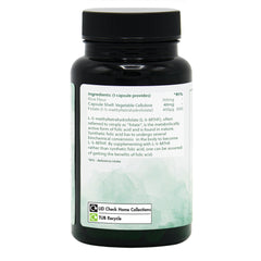 Ingredients label for Folic Acid (L-5-MTHF) 400µg 120 Capsules