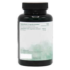 Ingredients label for Natural Vitamin E 400iu (D-Alpha form) 120 Capsules
