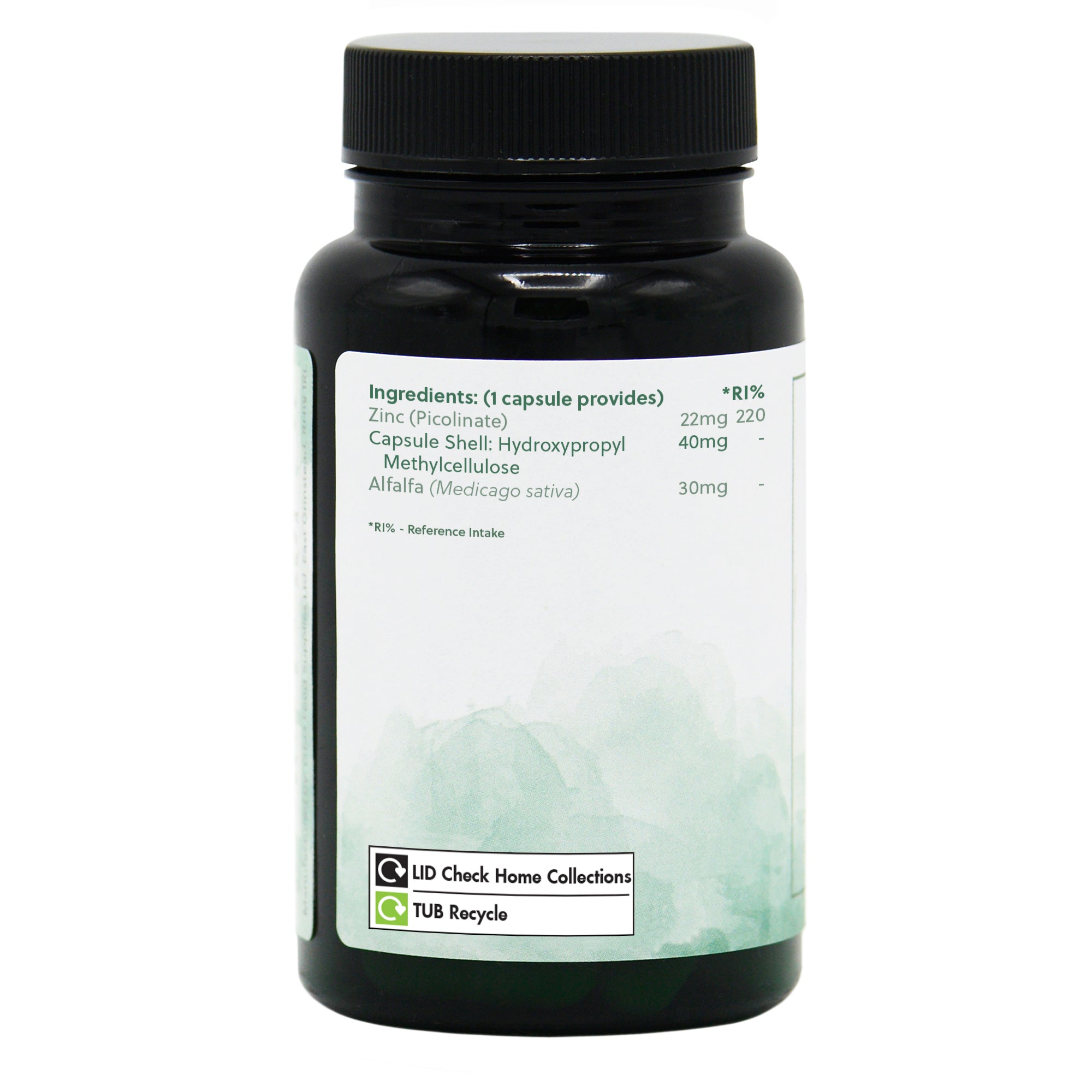 Ingredients label for Zinc Picolinate 22mg 120 Capsules