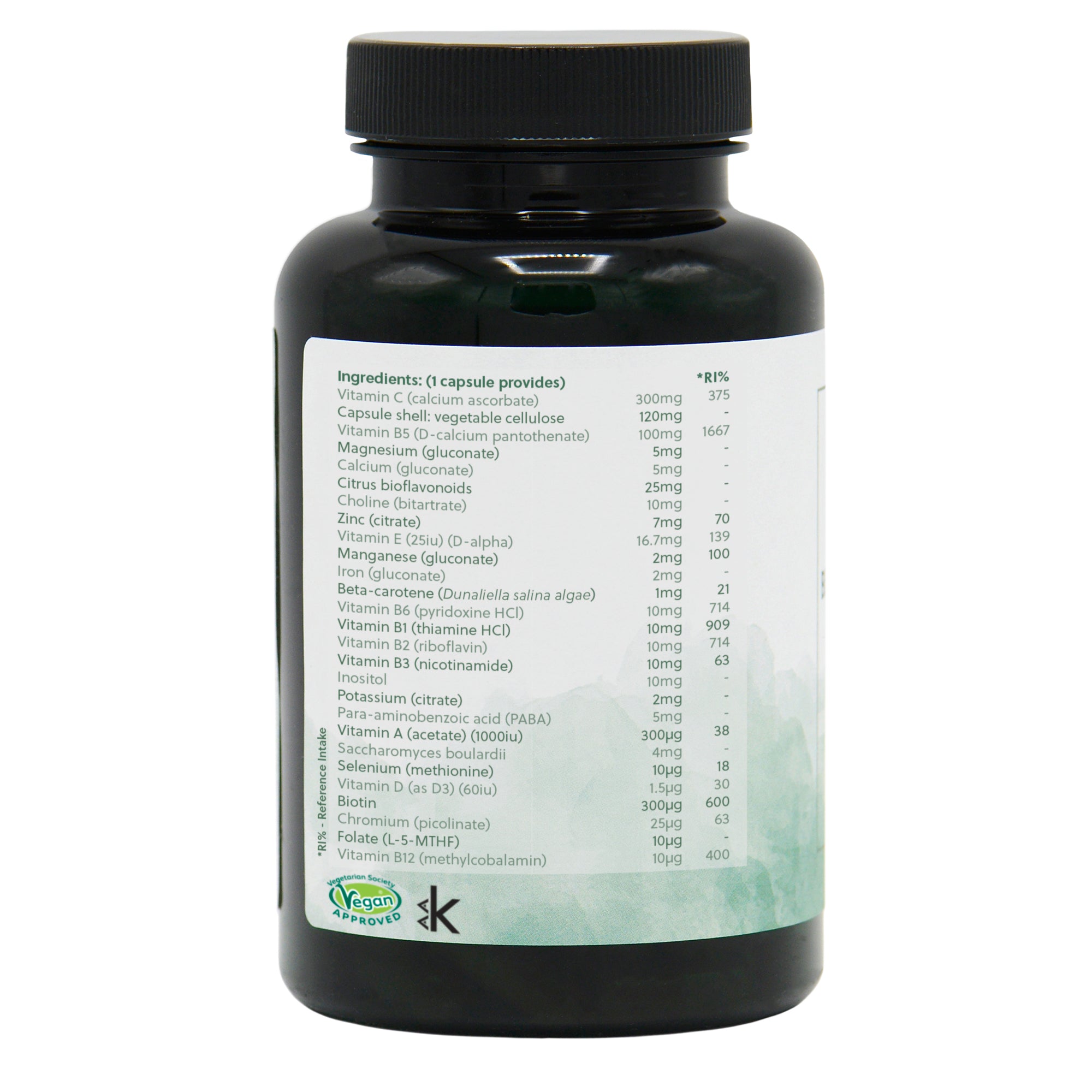 Ingredients label for Protecta (Immune Formula) 90 Capsules
