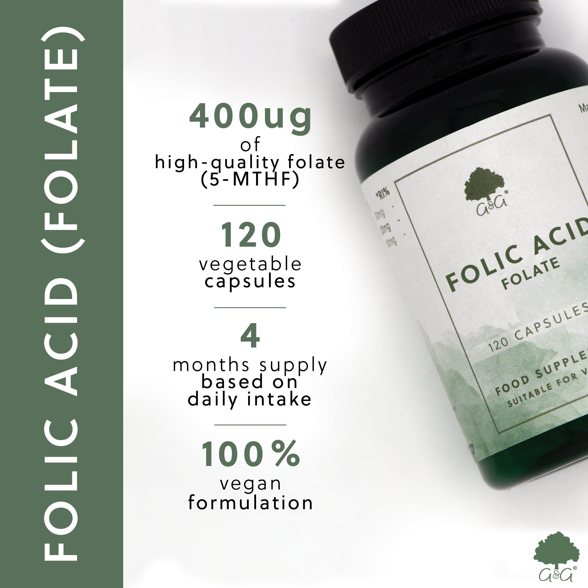 USPs for Folic Acid (L-5-MTHF) 400µg 120 Capsules