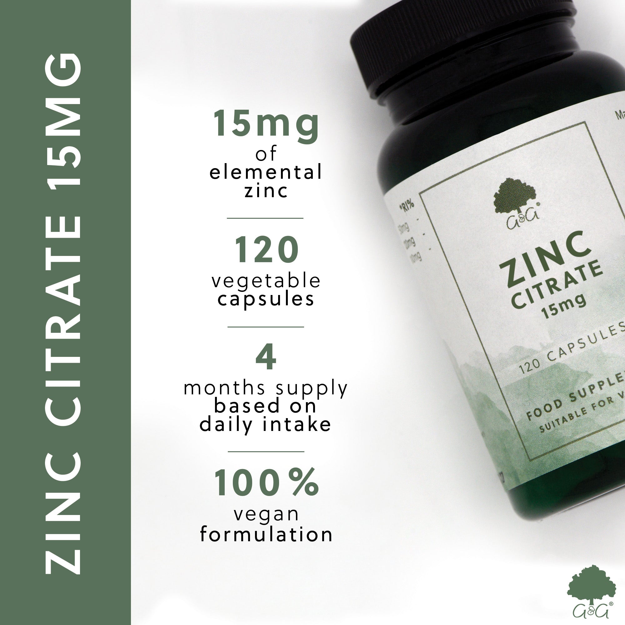 USPs for Zinc Citrate 15mg 120 Capsules