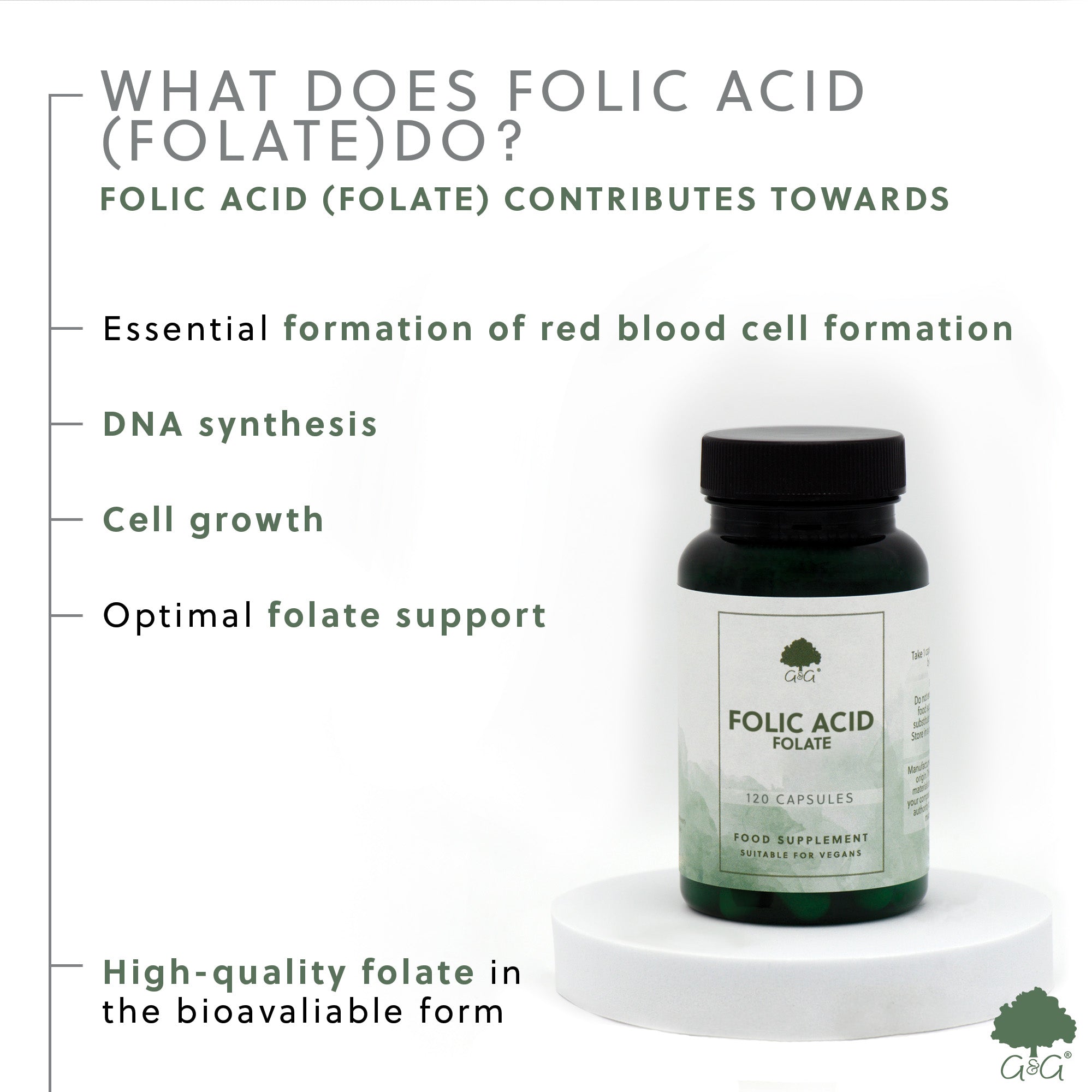 Folic Acid (L-5-MTHF) 400µg 120 Capsules
