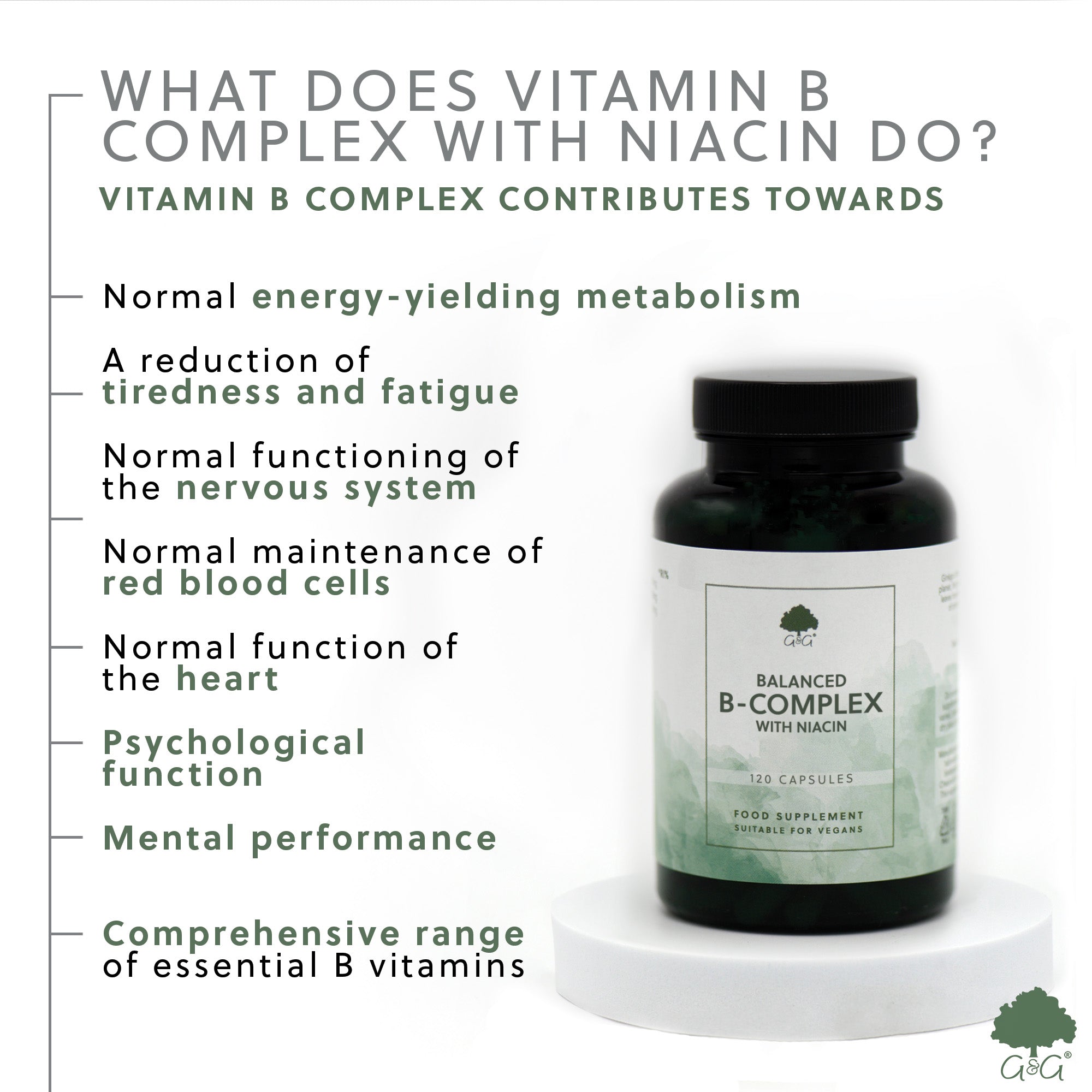Vitamin B-Complex 50mg (with Niacin) 120 Capsules
