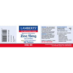 Zinc 15mg (as Citrate), 180 Tablets