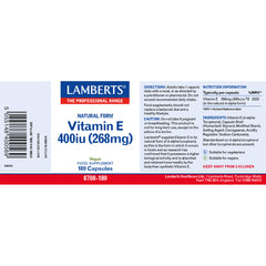 Natural Vitamin E 400iu, 180 Capsules