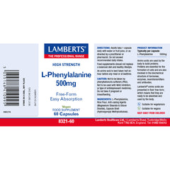 L-Phenylalanine 500mg, 60 Capsules