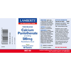 Calcium Pantothenate 500 (Vitamin B5) 500mg, 60 Tablets