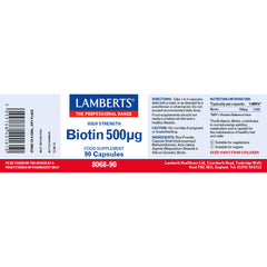 Biotin 500ug, 90 Capsules
