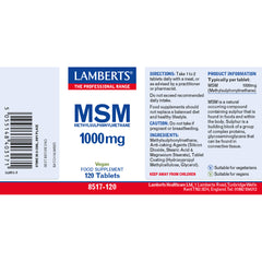 MSM 1000mg, 120 Tablets