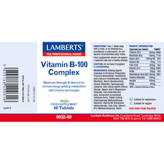 Vitamin B-100 Complex, 60 Tablets
