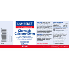 Chewable Calcium 400mg, 60 Tablets