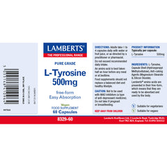 L-Tyrosine 500mg, 60 Capsules
