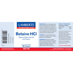 Betaine HCl Pepsin, 180 Tablets