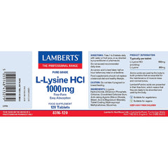 L-Lysine HCI 1000mg, 120 Tablets