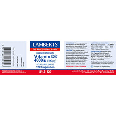 Vitamin D3 4000 iu (100ug), 120 Capsules