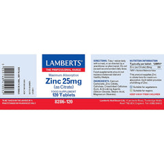 Zinc 25mg (as Citrate), 120 Tablets
