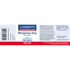 Manganese 4mg, 100 Tablets