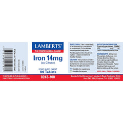 Iron 14mg (as Citrate), 100 Tablets