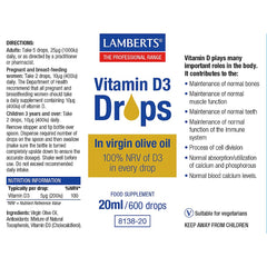 Vitamin D3 Drops, 20ml Liquid