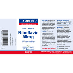 Riboflavin 50mg (Vitamin B2), 100 Capsules