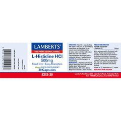 L-Histidine 500mg, 30 Capsules