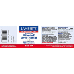 Natural Vitamin E 250iu, 100 Capsules